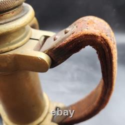 Vintage Akron Brass Fire Nozzle 15.25 Dual Leather Handles Patent 2127188