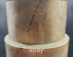 Vintage Akron Brass Fire Nozzle 15.25 Dual Leather Handles Patent 2127188