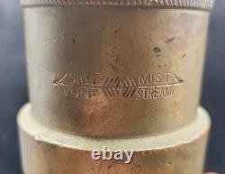 Vintage Akron Brass Fire Nozzle 15.25 Dual Leather Handles Patent 2127188
