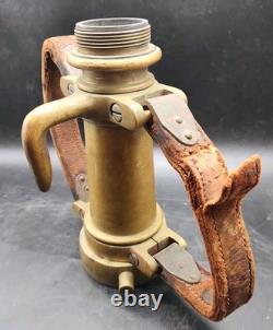 Vintage Akron Brass Fire Nozzle 15.25 Dual Leather Handles Patent 2127188