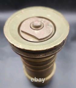 Vintage Akron Brass Fire Nozzle 15.25 Dual Leather Handles Patent 2127188