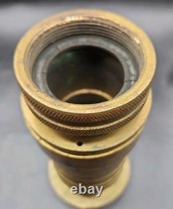 Vintage Akron Brass Fire Nozzle 15.25 Dual Leather Handles Patent 2127188