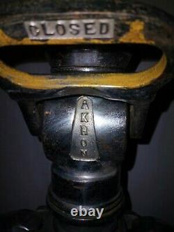Vintage Akron Brass Mfg Co. Inc. Fire Nozzle 1949 Two Hands/Black Handles