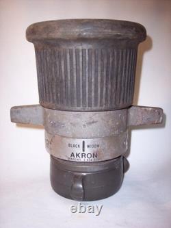 Vintage Akron Fire Fighting Truck Eng Hose Nozzle Black Widow Adjustable Stream