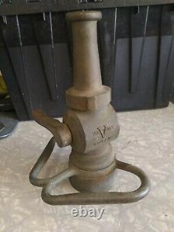 Vintage Akron VICTORY Brass Fireman's Fire Hose Nozzle & Valve Body