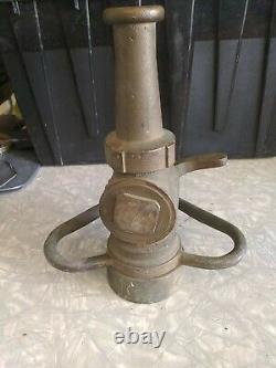 Vintage Akron VICTORY Brass Fireman's Fire Hose Nozzle & Valve Body