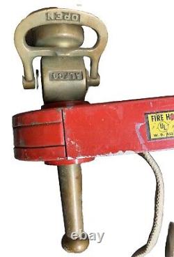 Vintage Allenco Fire Hose With Wall Mount And Solid Brass Fire Nozzle 1959