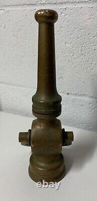 Vintage Allenco Fire Hose With Wall Mount And Solid Brass Fire Nozzle 1959