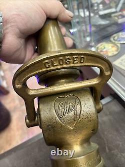 Vintage American Elkhart Chief Brass Fire Hose Nozzle Firefighter Man Cave