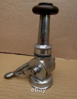 Vintage Antique AKRON Brass Small NOLEAK Fire Nozzle with ON/OFF Valve