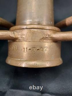 Vintage Antique Brass 1940's Chicago Fireman's Fire Hose Nozzle Double Handle