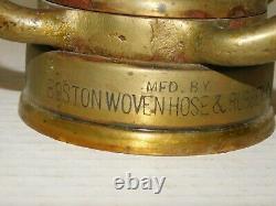 Vintage Antique Brass Fire Hose Nozzle Boston Woven Hose & Rubber Co. Complete