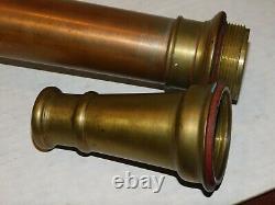 Vintage Antique Brass Fire Hose Nozzle Boston Woven Hose & Rubber Co. Complete