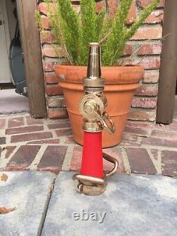 Vintage Brass 21/2 In. Fire Nozzle With Red Wrapped Cord By Wooster Brass Co