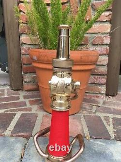 Vintage Brass 21/2 In. Fire Nozzle With Red Wrapped Cord By Wooster Brass Co