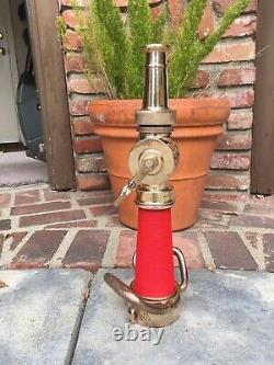 Vintage Brass 21/2 In. Fire Nozzle With Red Wrapped Cord By Wooster Brass Co