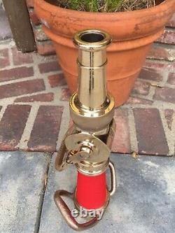 Vintage Brass 21/2 In. Fire Nozzle With Red Wrapped Cord By Wooster Brass Co