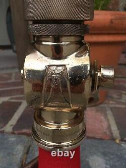 Vintage Brass 21/2 In. Fire Nozzle With Red Wrapped Cord By Wooster Brass Co