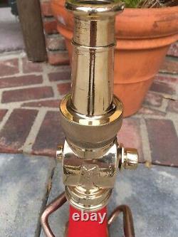 Vintage Brass 21/2 In. Fire Nozzle With Red Wrapped Cord By Wooster Brass Co