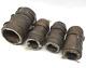 Vintage Brass Fire Hose Coupling Lot Of 4 Fabric Firehose Fittings, 2 Sizes