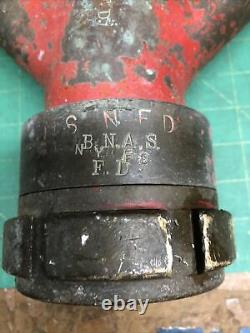 Vintage Brass Fire Hose Hydrant 3/way Splitter B. N. A. S F. D. & NY F. D. 3 -1 1/2