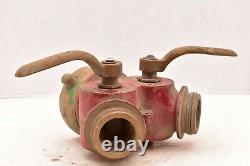 Vintage Brass Fire Hose Hydrant Valve Splitter Brass Water Thief Siamese 2 Way