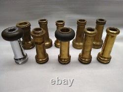 Vintage Brass Fire Hose Nozzle Lot of 10 Assorted Pieces
