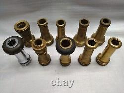 Vintage Brass Fire Hose Nozzle Lot of 10 Assorted Pieces