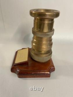 Vintage Brass Fire Hose Nozzle Presentation Mounted ELGON