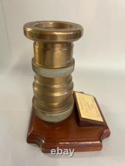 Vintage Brass Fire Hose Nozzle Presentation Mounted ELGON