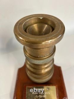 Vintage Brass Fire Hose Nozzle Presentation Mounted ELGON