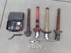 Vintage Brass Fire Hose Underwriters Nozzles Playpipes with Elbows and Pitot Kit