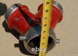 Vintage Brass Fire Hose Wye (1) 2.5 NH/NST F Inlet x (2) 2.5 NH/NST M outlet