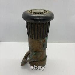 Vintage Brass Fire Nozzle Akron fire fighting equipment 7-1/4 Untested As Is