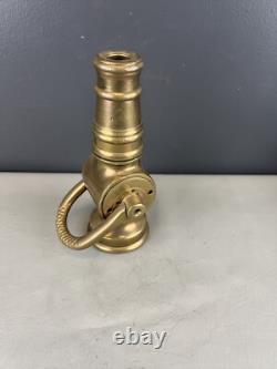 Vintage Brass Fire Nozzle Shut Off With3/4 In. Tip X 2 In. Fine Thrds. Base
