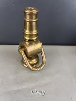 Vintage Brass Fire Nozzle Shut Off With3/4 In. Tip X 2 In. Fine Thrds. Base