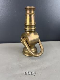 Vintage Brass Fire Nozzle Shut Off With3/4 In. Tip X 2 In. Fine Thrds. Base