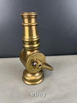 Vintage Brass Fire Nozzle Shut Off With3/4 In. Tip X 2 In. Fine Thrds. Base