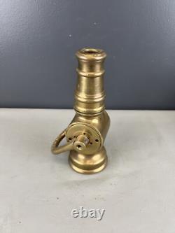 Vintage Brass Fire Nozzle Shut Off With3/4 In. Tip X 2 In. Fine Thrds. Base