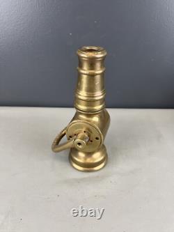 Vintage Brass Fire Nozzle Shut Off With3/4 In. Tip X 2 In. Fine Thrds. Base