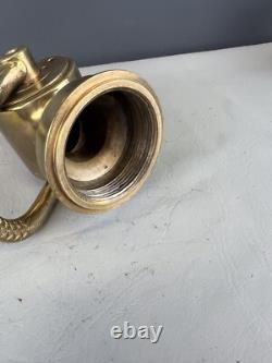 Vintage Brass Fire Nozzle Shut Off With3/4 In. Tip X 2 In. Fine Thrds. Base