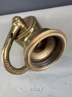 Vintage Brass Fire Nozzle Shut Off With3/4 In. Tip X 2 In. Fine Thrds. Base