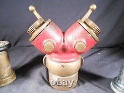 Vintage Brass Fire nozzle lot. Wooster hydrant splitter, Powhatan Nozzles. Nice