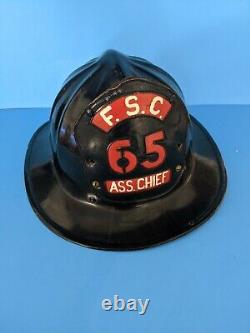 Vintage Cairns & Bros Fire Fighter Helmet Leather badge Firefighter Fireman