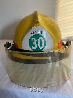 Vintage Cairns & Bros Fire Fighter Helmet Rescue N660C With Shield, Cloth Liner