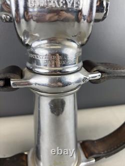 Vintage Chrome 21/2 In Buckeye Playpipe Fire Nozzle With Leather Strap Handles
