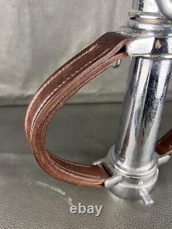 Vintage Chrome Seagrave 2 1/2 In. Play Pipe Fire Nozzle W Leather Hds, Akron