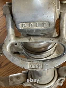 Vintage Colt Brass Fire Hose Nozzle 18 Tall Marked O. C. F. D Open Close Move Fire