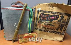 Vintage D. B. Smith Indian Fire Pump Bucket and Hose Brass Nozzle New York 1963