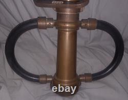 Vintage Double Handle Brass, 2-Handed, Fire Hose Nozzle, marked usa with stamp